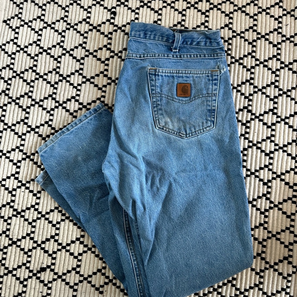 Carhartt B17-STW Men's Straight Jeans, Size 38 X 32 Stonewash